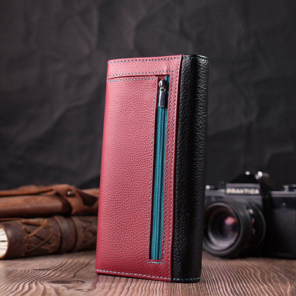 Місткий гаманець для прекрасних жінок із натуральної шкіри ST Leather 22517 Різнокольоровий Київ - фото 9