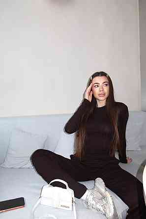 Женский базовый костюм двойка из мягкой вискозы Шоколадный, 44/46 Одесса