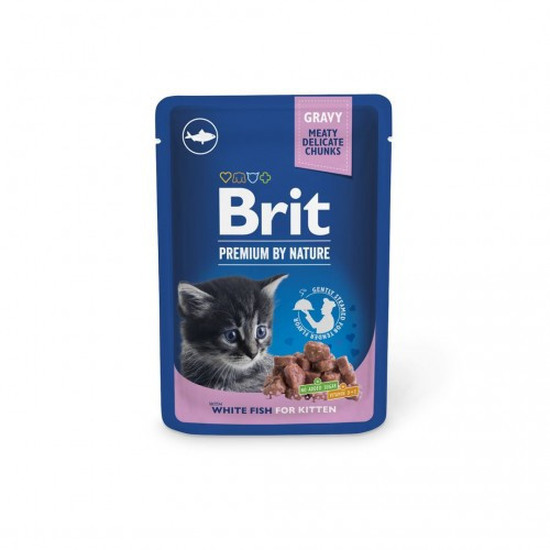 Вологий корм Brit Premium Cat pouch для кошенят, біла риба, 100 г Київ - фото 4