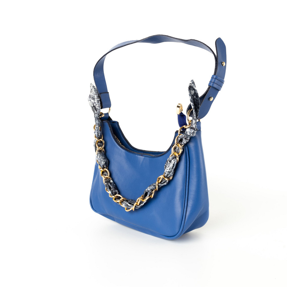 Сумка женская из искусственной кожи, сумочка с ручкой-цепочкой и ленточкой, Синий Каменец-Подольский - изображение 2