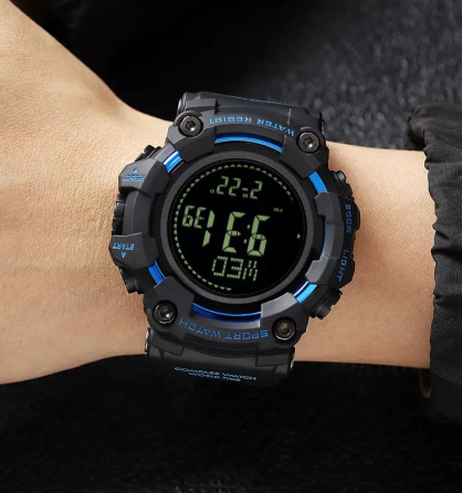 Чоловічий спортивний годинник Skmei 2037 з компасом (Чорний з синім) Київ