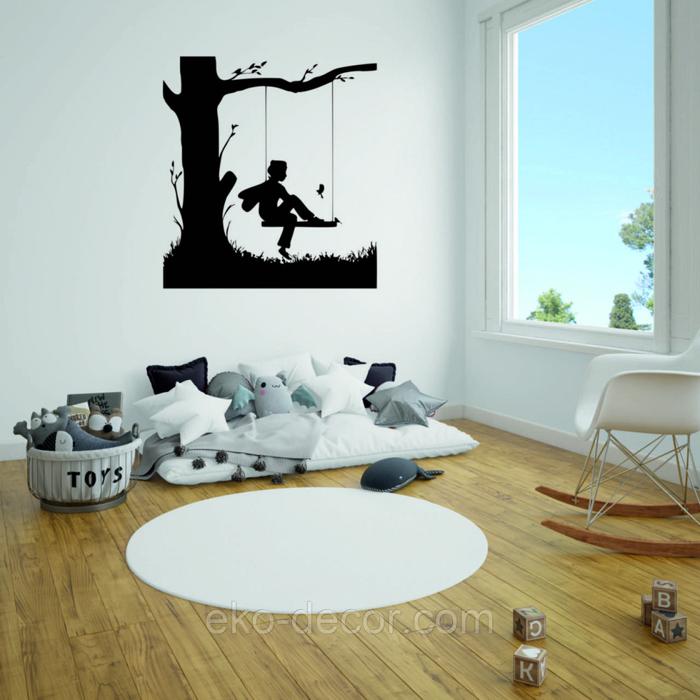 Декоративное настенное Панно «Мальчик на качеле» Декор на стену 70*64 см, Черный Киев - изображение 6