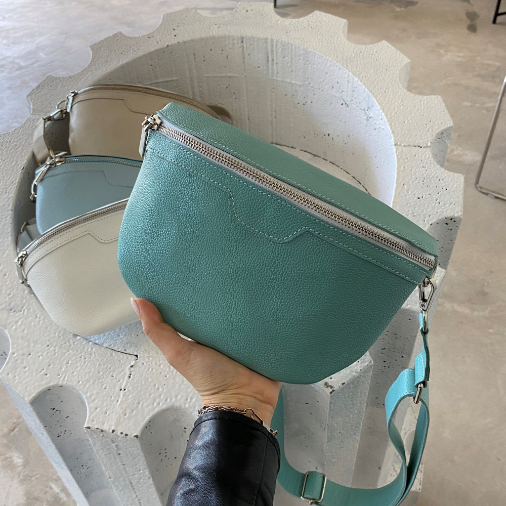 Бананка кожаная женская, поясная качественная классическая на каждый день, бирюзаMasterSem Киев - изображение 6