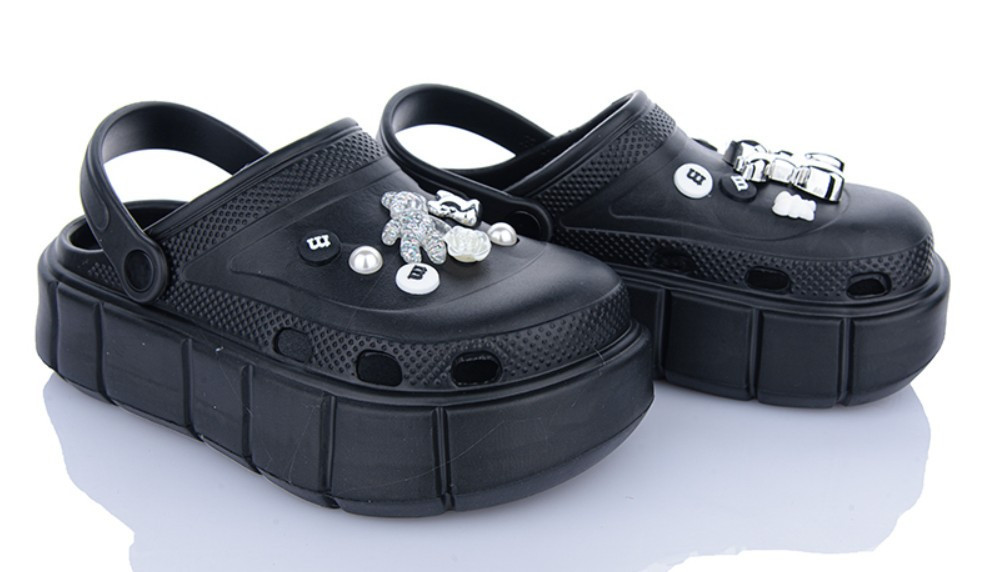 Крокси чорні жіночі з прикрасою на високій підошві для жінок дівчат платформа 38/39 р Одеса - фото 15