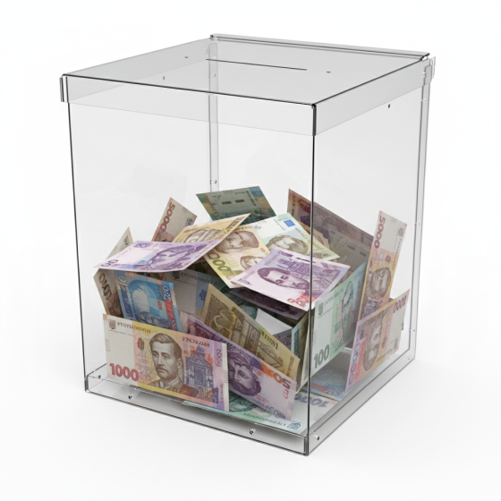 Ящик EKOSTAR без замка для пожертвований и сбора денег 200x200x250. Объем 10 литров Киев