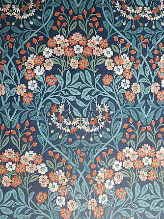 Шпалери флізелінові еко Rasch Sophia 0.53х10 рослинний принт квіти маленькі польові теракотові на синьому Київ