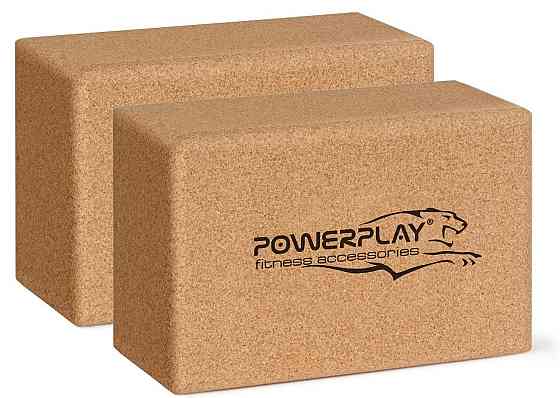 Блоки для йоги 2шт. PowerPlay PP_4006 з пробкового дерева Cork Yoga Block (пара) Луцьк