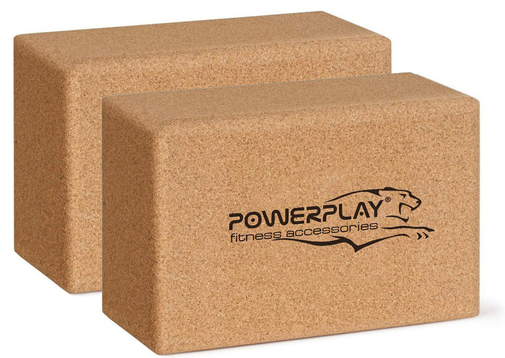 Блоки для йоги 2шт. PowerPlay PP_4006 з пробкового дерева Cork Yoga Block (пара) Луцк - изображение 2