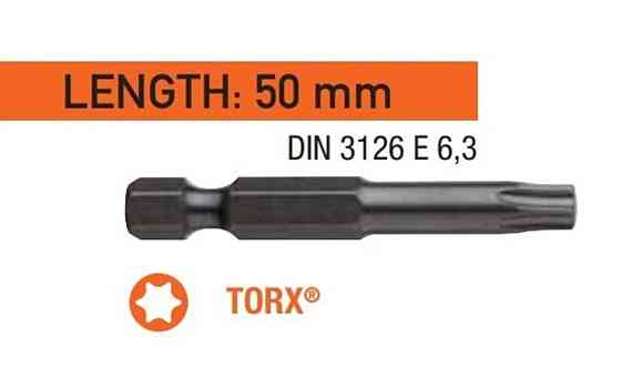 Насадка викруткова USH Industry "тонке жало" TORX T20 x 50 мм. підвлена Уп. 10 шт. Одеса