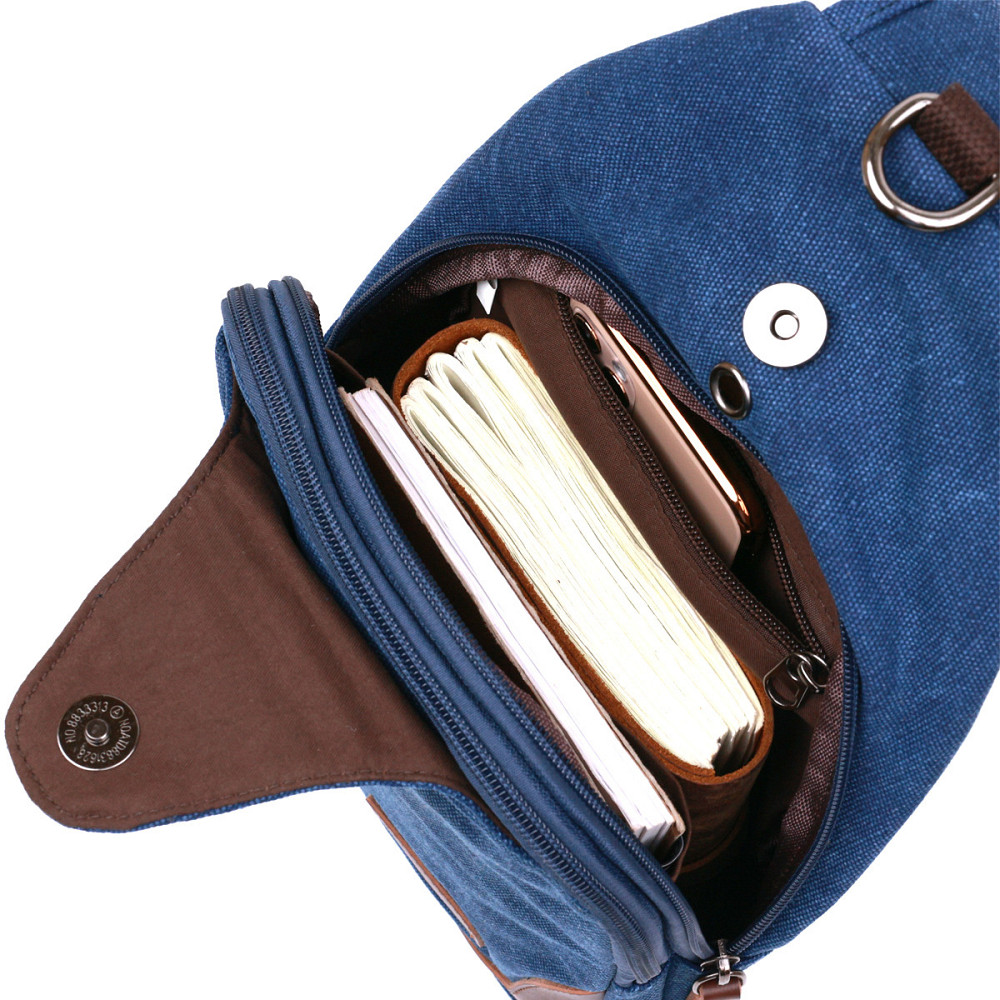 Текстильна чоловіча сумка через плече Vintage 20387 Синій Київ - фото 5