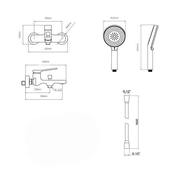 Комплект Qtap Slavonice Black Matt: Змішувач QTSLA259BLM45918 + Шланг QTHADPVCSQ160B + Лійка QTRUC125BLM45951 Київ