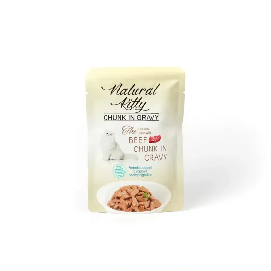 Повноцінний вологий корм Natural Kitty Chunk in Gravy Chicken, Tuna, Beef для котів, курка і тунець з яловичою печінкою соусі, 85г Вінниця