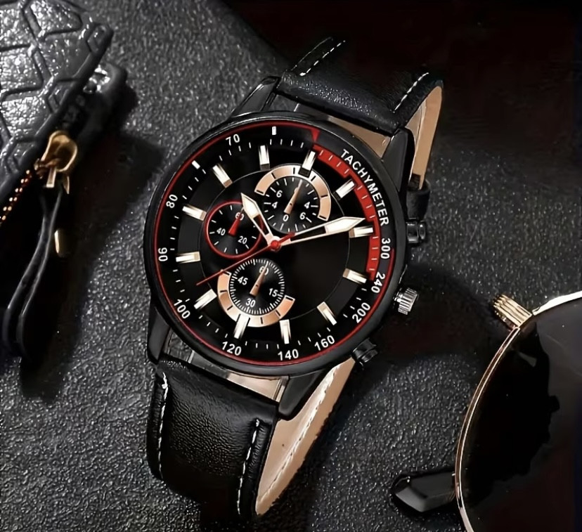 Подарунковий набір для чоловіків Черепаха наручний годинник з 4 браслетами червоний Київ - фото 3