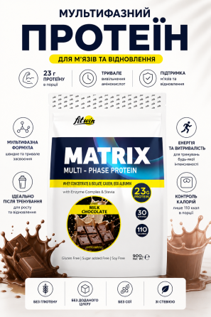 Комплексный протеин FitWin Matrix Multi-Phase Protein 900 г Молочный шоколад Киев