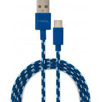 Дата кабель USB 2.0 AM to USB-C 1.0m 2color nylon blue Vinga (VCPDCTCNB31B) Киев - изображение 1
