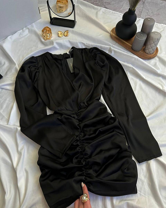 Женское элегантное привлекательное платье из шелка армании. Черный, 42/44 Одесса - изображение 1