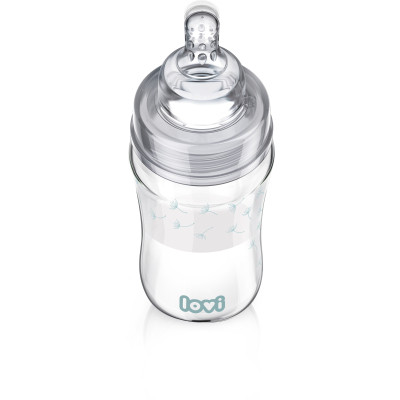 Пляшечка для годування Lovi Diamond Glass Botanic скляна 250 мл Світло-синя (74/205) Вінниця - фото 2