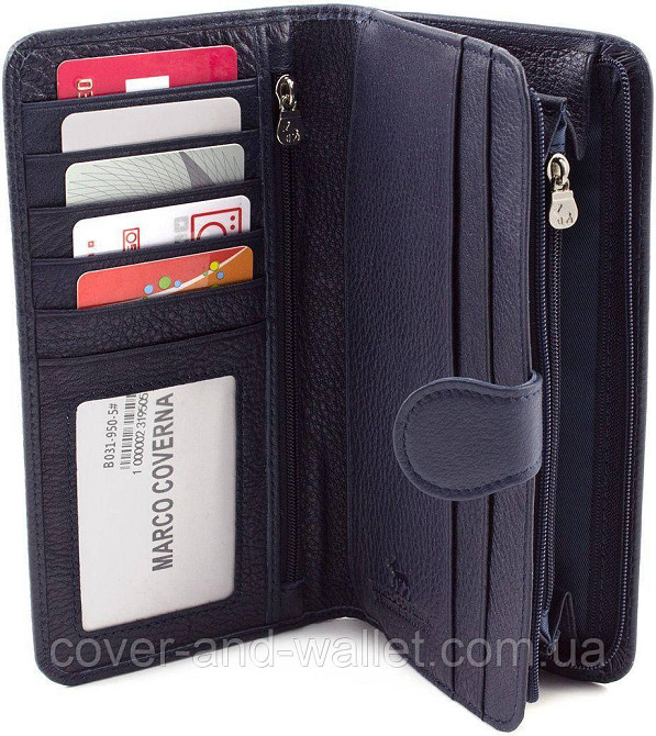 Красивый кожаный женский кошелек фиолетового цвета Marco Coverna MC031-950 Киев - изображение 9