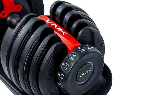 Гантель з регульованою вагою VNK з вагою від 2,5 до 24 кг сталева з прогумованою ручкою і підставкою 1 шт Київ