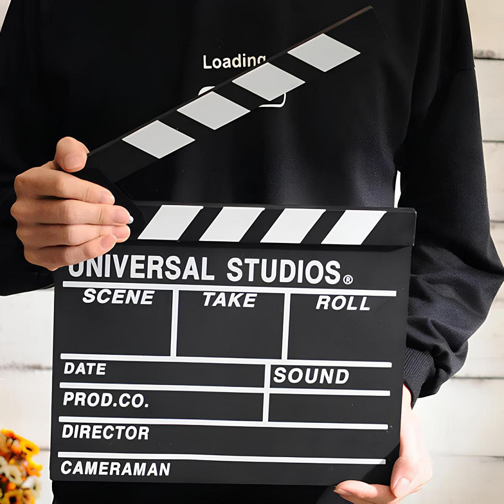 Хлопавка-нумератор RESTEQ чорного кольору Universal Studios 30×27 см — режисерська хлопавка для дублів, зйомок і подарунка Київ - фото 1