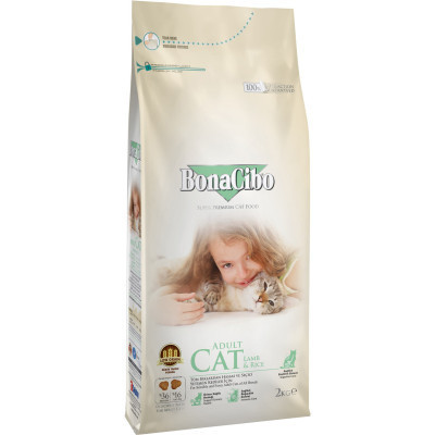 Сухой корм для кошек BonaCibo Adult Cat Lamb&Rice 2 кг (8694686406120) Винница - изображение 1
