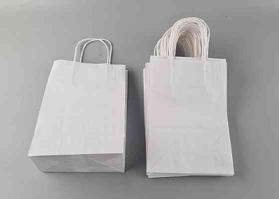 Пакет с ручками бумажный крафт белый 170х90х240, 70г/м2 (25 шт) Харьков