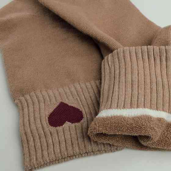 Теплые носки женские классические из сердечком однотонные GM Textile Высокие 36-41 Кофейный Сумы
