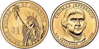 США 1 доллар 2007 г 3 президент - Томас Джеферсон (1801-1809 Полтава