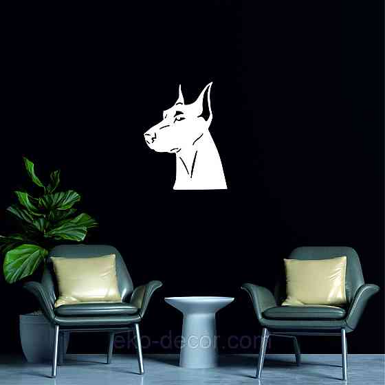 Декоративне настінне Панно «Доберман», Декор на стіну 110*78 см, Білий Київ