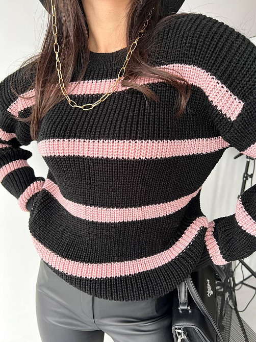 Жіночий стильний в'язаний светр зі смугами.  42-48р Київ - фото 7