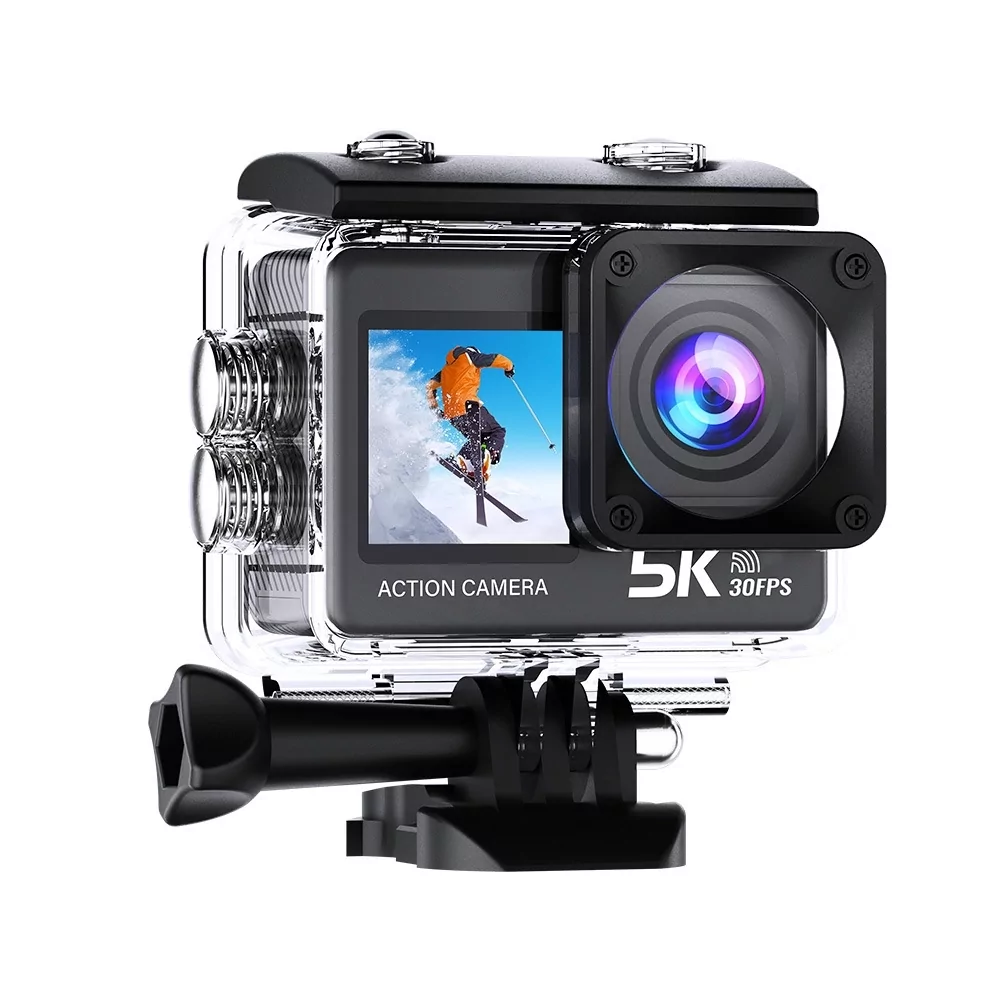 Екшн камера AT-M60TR Full HD 5K Wi-Fi з пультом ДК і 2 екранами (Чорний) Київ - фото 1