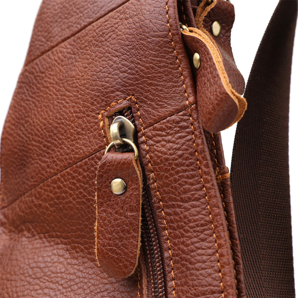 Чоловіча сумка через плече із зернистої натуральної шкіри Коричневий (Vintage) Київ - фото 9