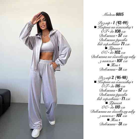 Женский стильный прогулочный костюм тройка: кофта топ и брюки из мягкого велюра Барби, 42/44 Одесса