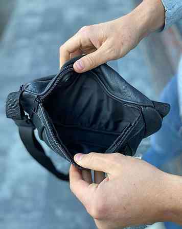 Сумка на пояс мужская бананка кожаная поясная из натуральной кожи кожа черная Киев
