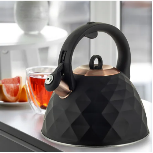 Чайник 3л нержавіюча сталь зі свистком з ручкою "soft-touch" (ручка:чорний) 867 KAMILLE Житомир
