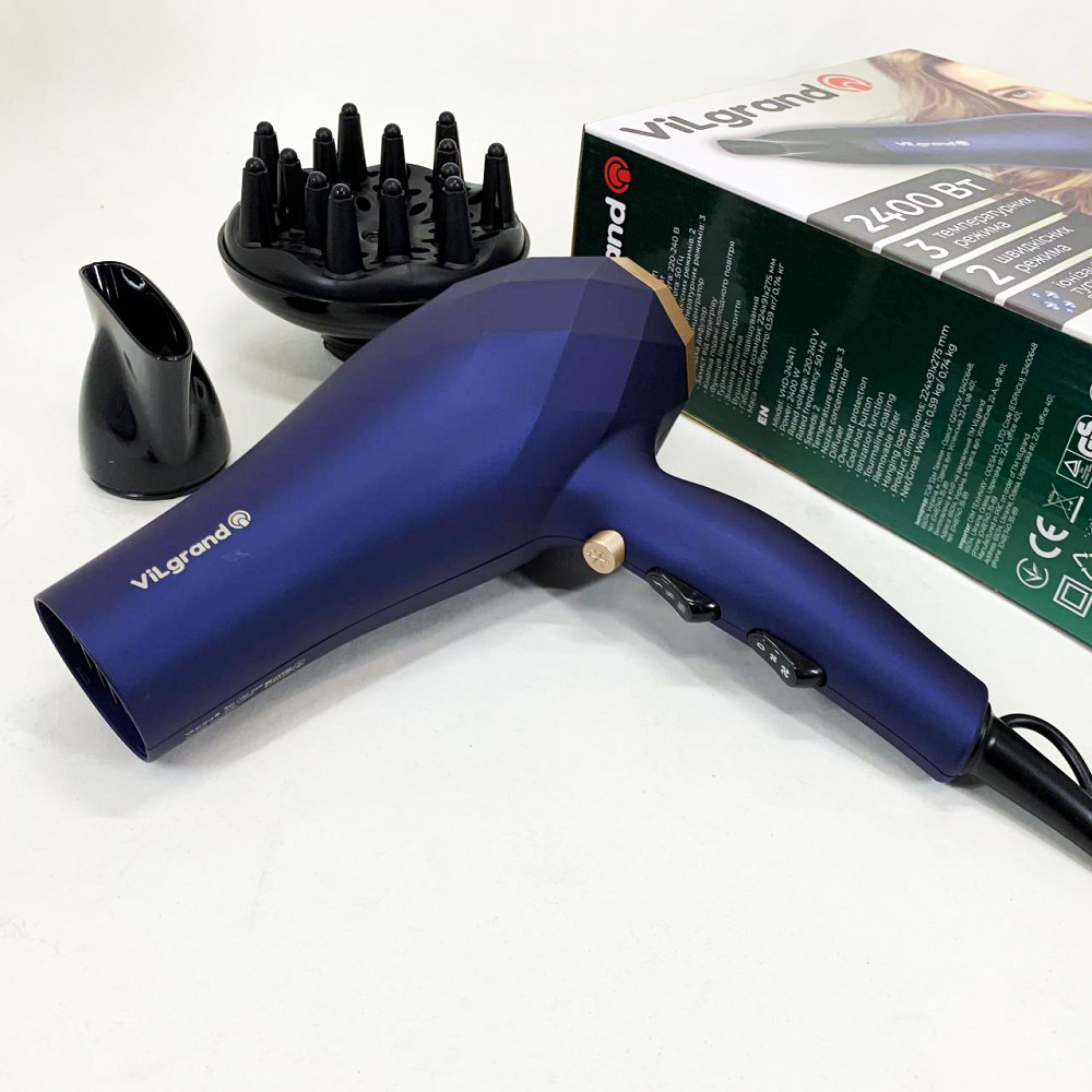 Фен для легкої укладки волосся VILGRAND VHD 2424TI 2400 Вт, Функціональний професійний фен YZ-28 Івано-Франківськ - фото 1