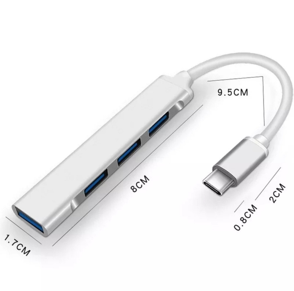 Хаб (концентратор) Dellta С-809 USB TYPE C на 4 USB 3.0 Silver Київ - фото 3