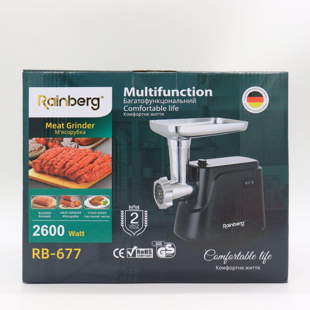 Электрическая мясорубка 2600Вт, Rainberg RB-677 /Кухонная мясорубка / Электро мясорубка шнековая Киев - изображение 10