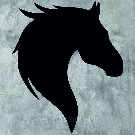 Декоративное настенное Панно «Лошадь», Декор на стену 90*75 см, Черный Киев