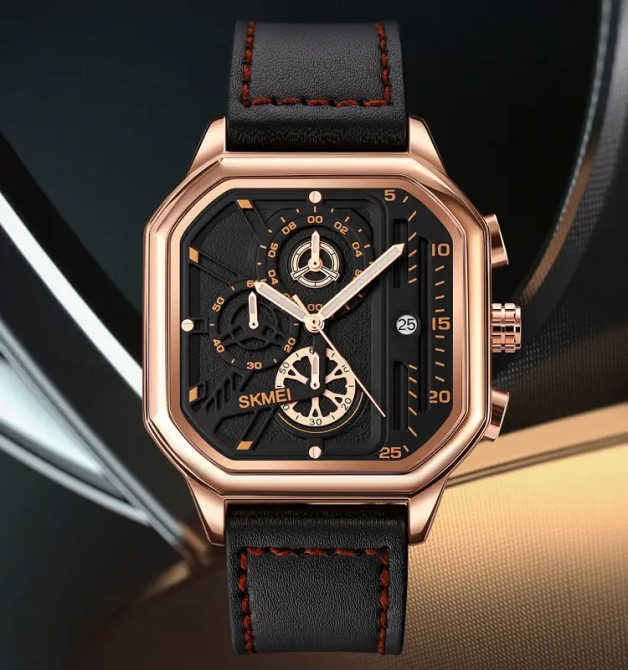 Наручные мужские классические часы Skmei 1963 Розовое золото Винница - изображение 4