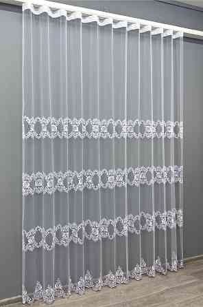 Тюль VR-Textil 1848т Фатин с вышивкой Холодный белый 300х270 см (40-212) Киев