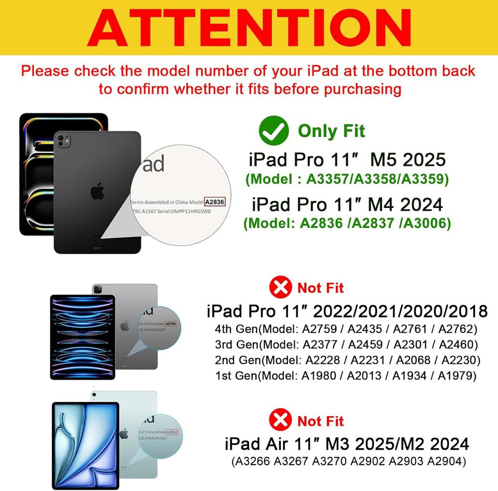 Чохол ProCase для iPad Pro 11″ (M5/M4) 2025/2024 легкий тонкий захисний Smart Case чорний Київ - фото 6