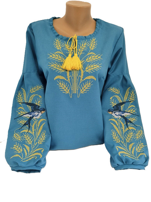 Жіноча натуральна вишиванка Ластівки в колосках Київ - фото 3