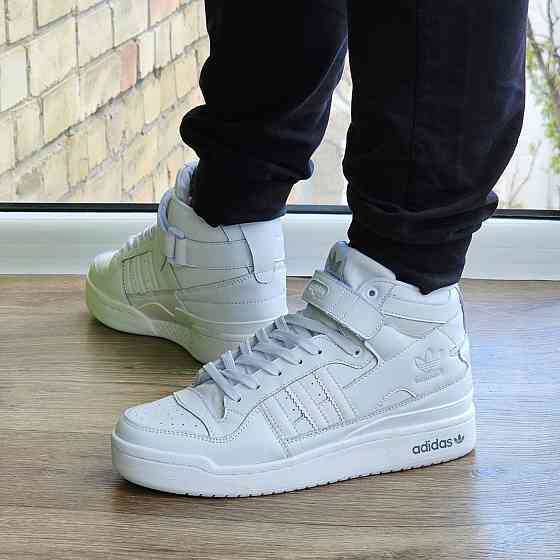 Високі Білі Кросівки Adidas Forum Шкіряні Чоловічі Черевики Адідас Форум (розміри: 41,42,43,44,45,46) Дніпро