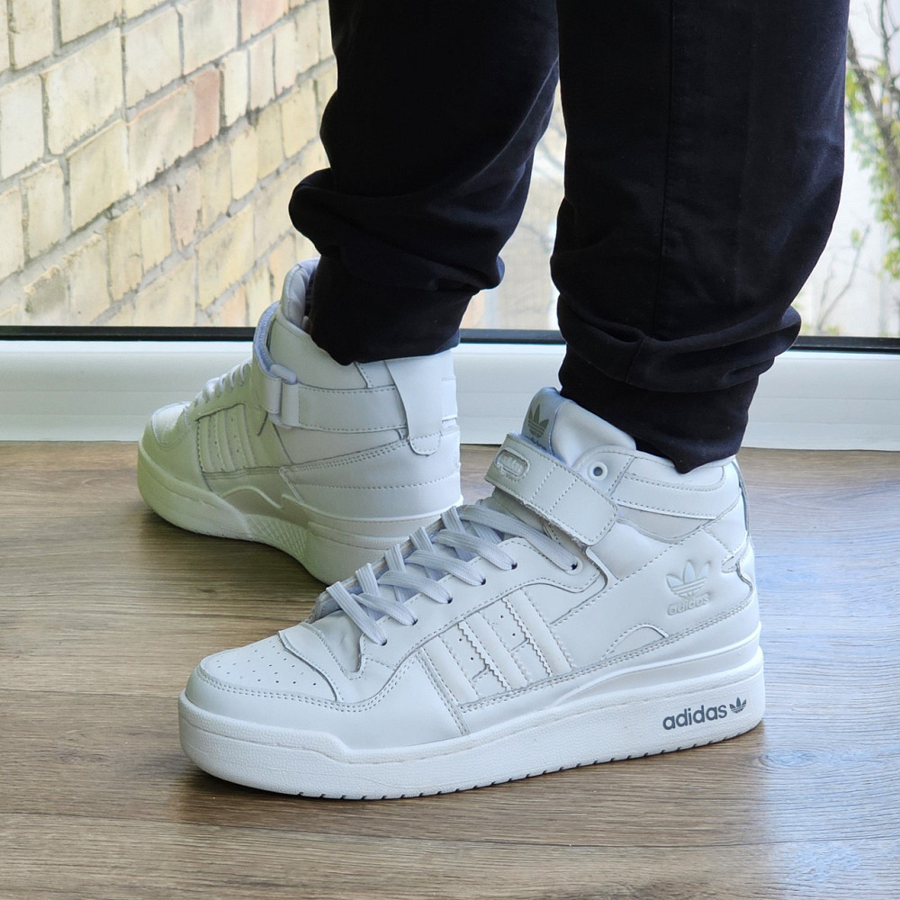 Високі Білі Кросівки Adidas Forum Шкіряні Чоловічі Черевики Адідас Форум (розміри: 41,42,43,44,45,46) Дніпро - фото 3