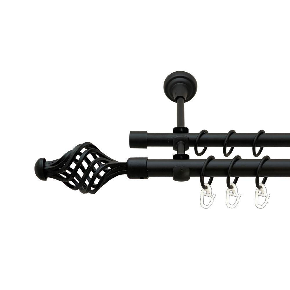 Карниз Orvit Арезо металевий дворядний відкритий гладка труба кільце металеве Чорний Оксамит 19\16 мм 300 см (00-00020920) Львів - фото 1