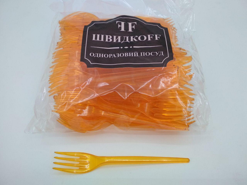 Вилки пластиковые плотные 100 шт Оранжевые Юнита Харків - фото 3