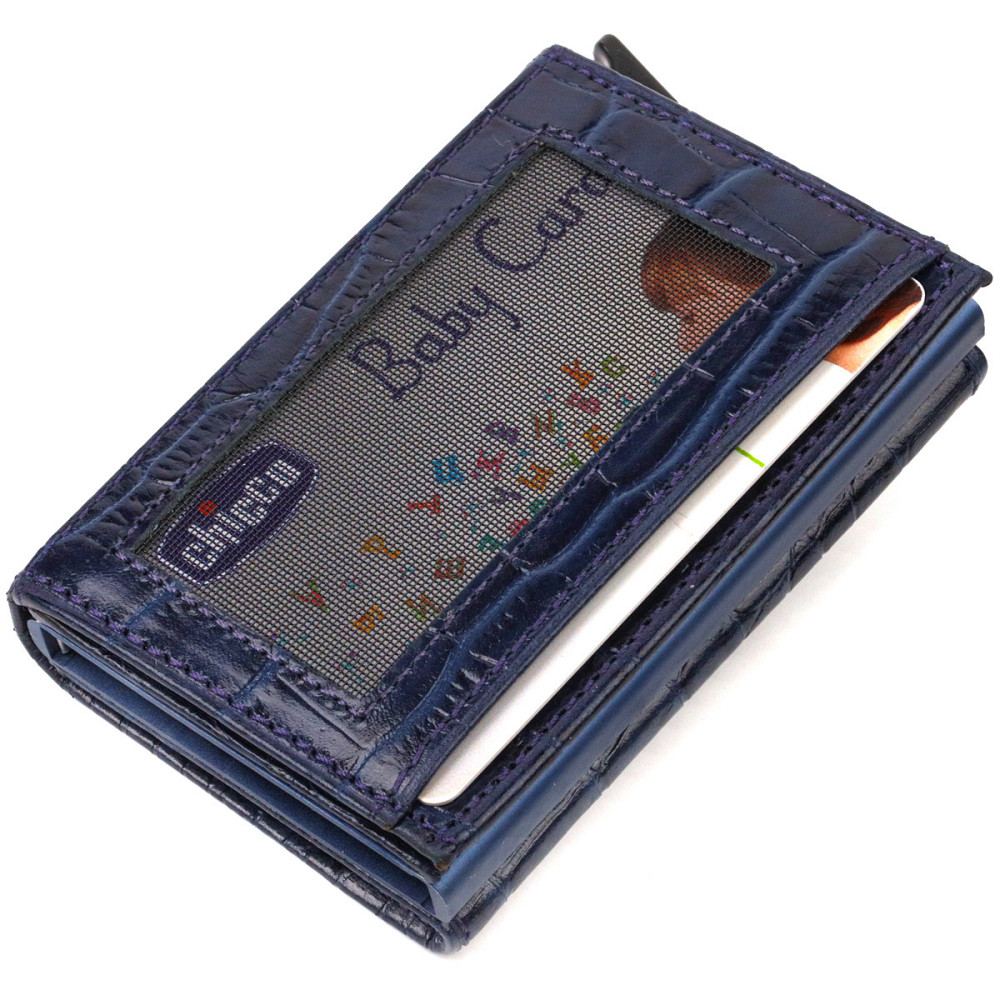 Картхолдер для чоловіків у три складання з автоматичним механізмом з натуральної шкіри з тисненням під крокодила CANPELLINI 21935 Київ - фото 5