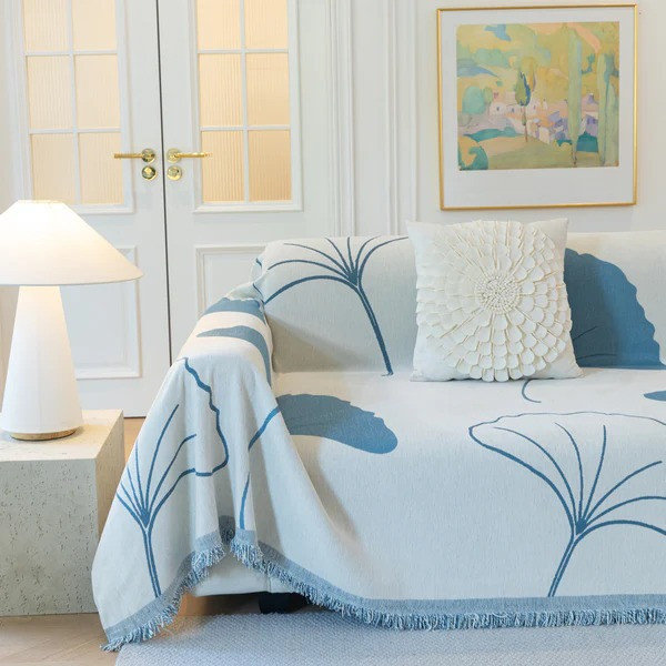 Плед покрывало на диван или кровать,чехол накидка 180х230 см для мягкой мебели синий с белым Каменец-Подольский - изображение 6