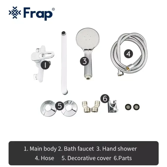 Смеситель для ванны Frap F2249 с душевым гарнитуром, белый/хром Киев